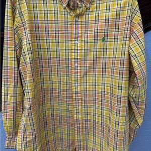 Men’s size Large Ralph Lauren Yellow and Blue Plaid Shirt